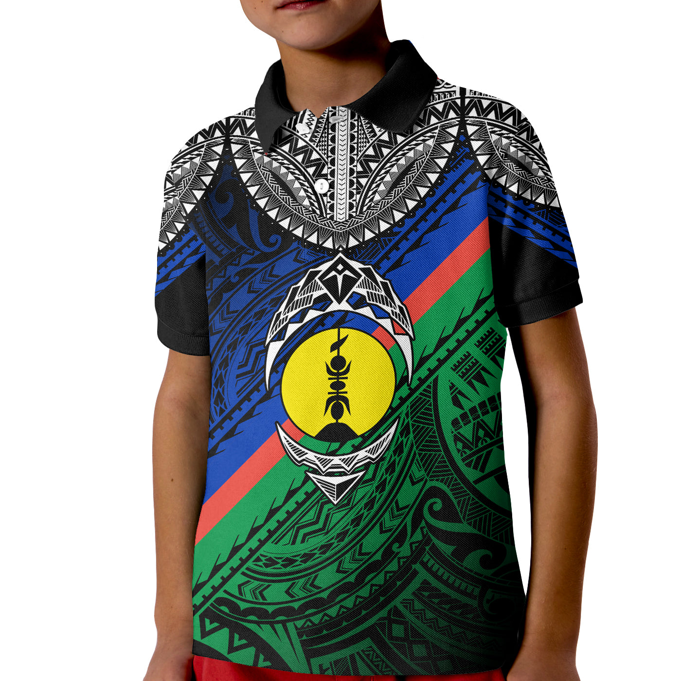 New Caledonia Emblem With Kagu Bird Polynesian Polo Shirt KID LT7 Unisex Art - Polynesian Pride