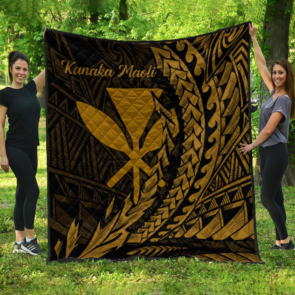 Hawaii Kanana Maoli Premium Quilt - Wings Style Black - Polynesian Pride