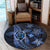 Kanaka Map Hibiscus Plumeria Turtle Art Blue Polynesian Round Carpet - AH - Polynesian Pride