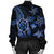 Kanaka Map Hibiscus Plumeria Turtle Art Blue Polynesian Bomber Jacket - AH - Polynesian Pride