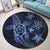 Kanaka Map Hibiscus Plumeria Turtle Art Blue Polynesian Round Carpet - AH - Polynesian Pride