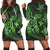 Kanaka Map Hibiscus Plumeria Turtle Art Green Polynesian Hoodie Dress - AH Black - Polynesian Pride