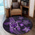 Kanaka Map Hibiscus Plumeria Turtle Art Violet Polynesian Round Carpet - AH - Polynesian Pride