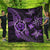 Kanaka Map Hibiscus Plumeria Turtle Art Violet Polynesian Premium Quilts - AH Black - Polynesian Pride