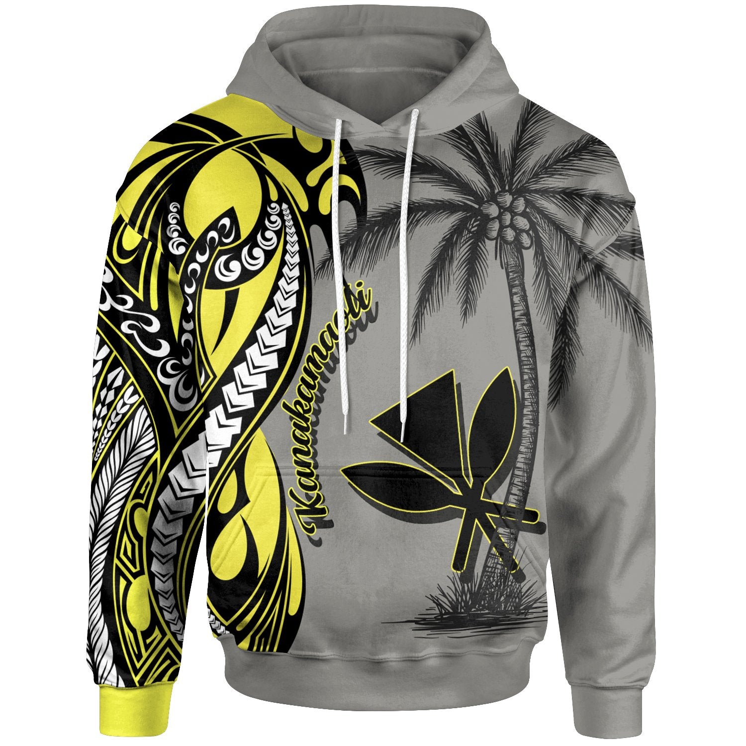 Hawaii Kanaka Maoli Hoodie Classical Coconut Tree Unisex Gray - Polynesian Pride