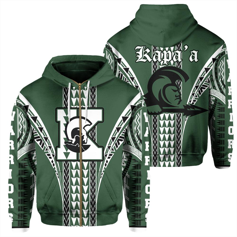 Hawaii Hoodie Kapaa High Zip Hoodie Unisex Green - Polynesian Pride