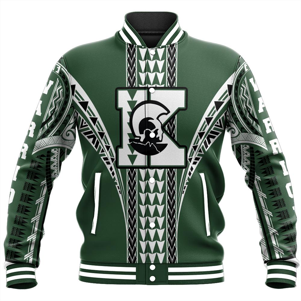 Hawaii Baseball Jacket - Kapaa High Baseball Jacket - AH Unisex Green - Polynesian Pride