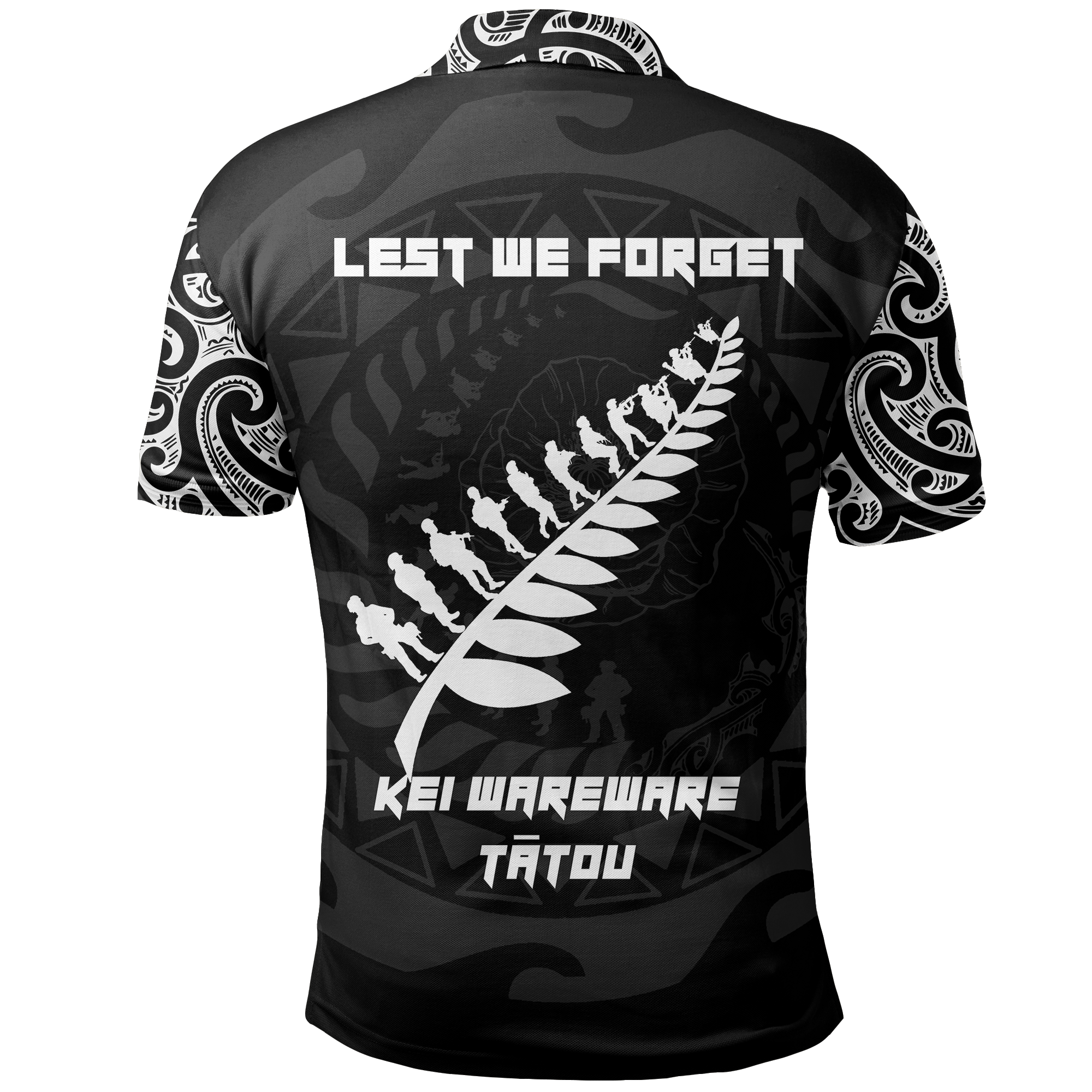 New Zealand ANZAC Spirit Polo Shirt - Lest We Forget - Maori Tattoo - Polynesian Pride