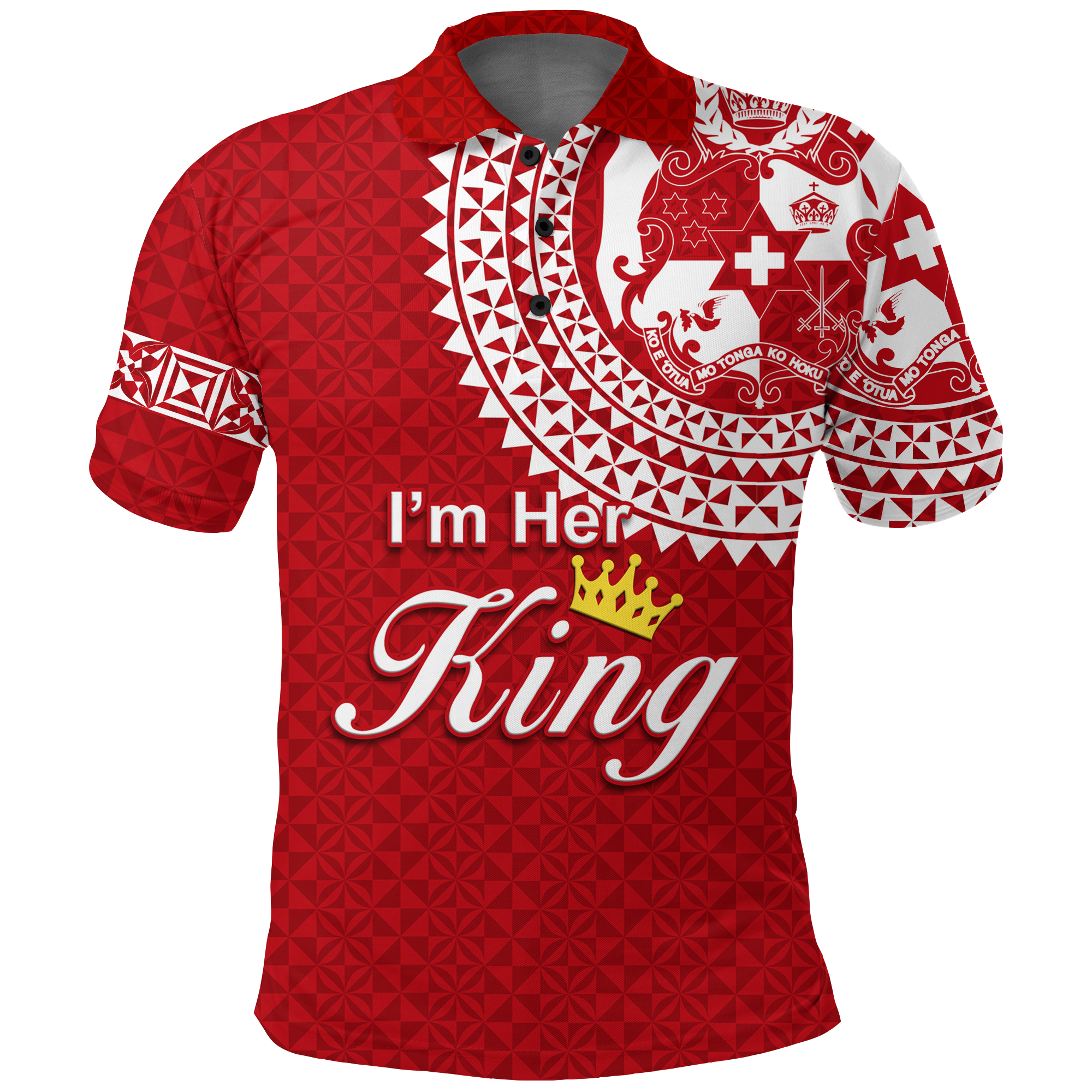 Custom Valentine Day Tonga Couple Love King Polo Shirt Tongan Turtle LT12 Red - Polynesian Pride