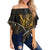 Hawaiian - King Coat Of Arms Polynesian Off Shoulder Waist Wrap Top - Mana Style - AH Female Black - Polynesian Pride