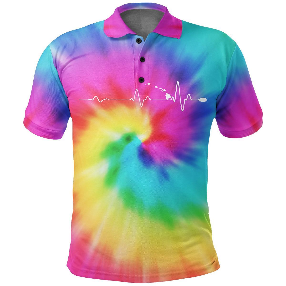 Hawaiian Map Polo Shirt Tie Dye - Polynesian Pride