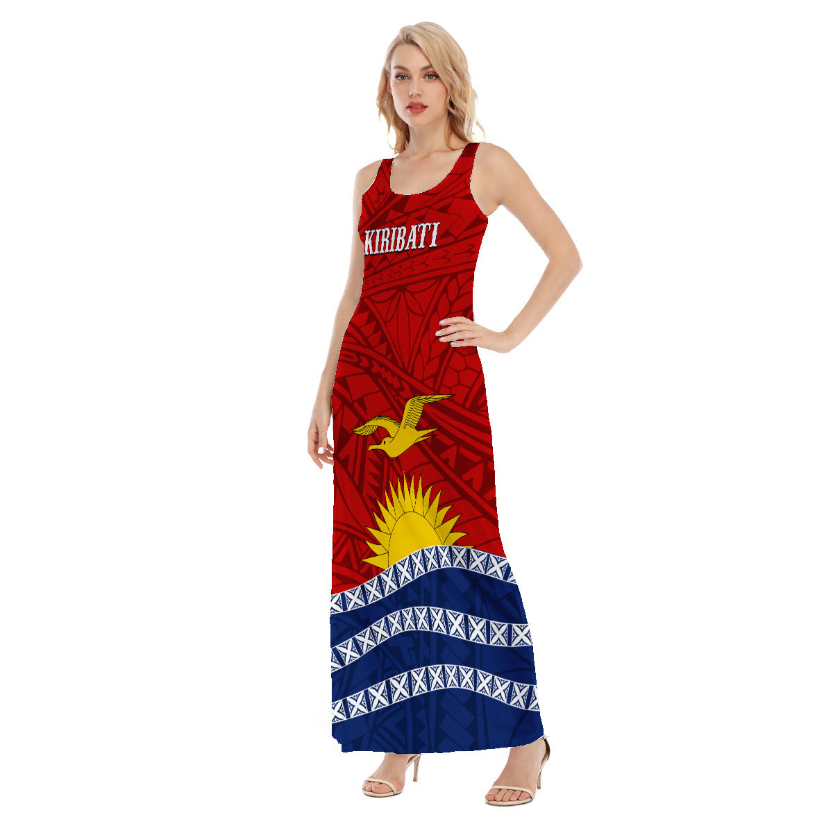 Kiribati Long Dress Flag Style LT7 Women Red - Polynesian Pride