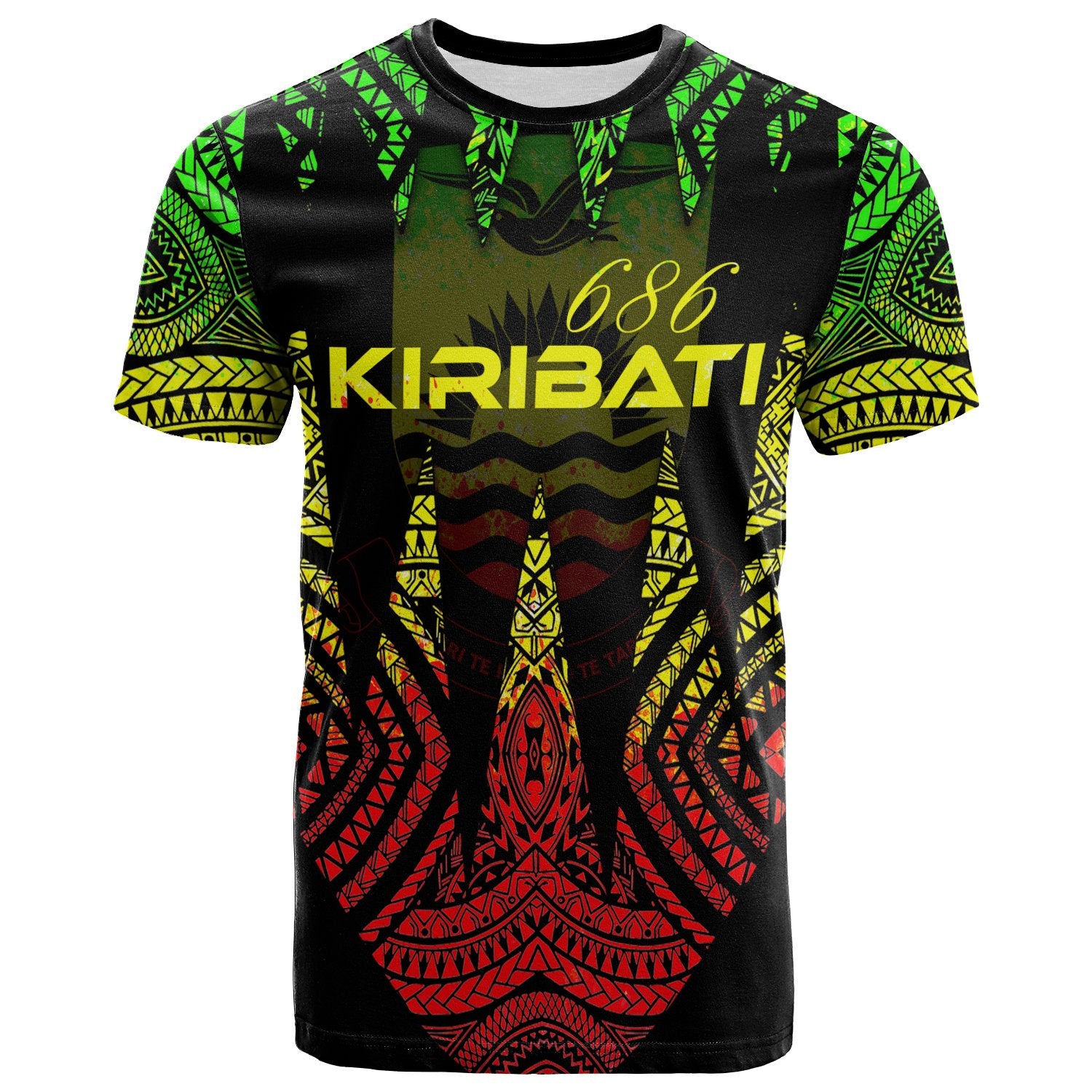 Kiribati T Shirt Micronesian Teeth Shark Style Reggae Unisex Black - Polynesian Pride