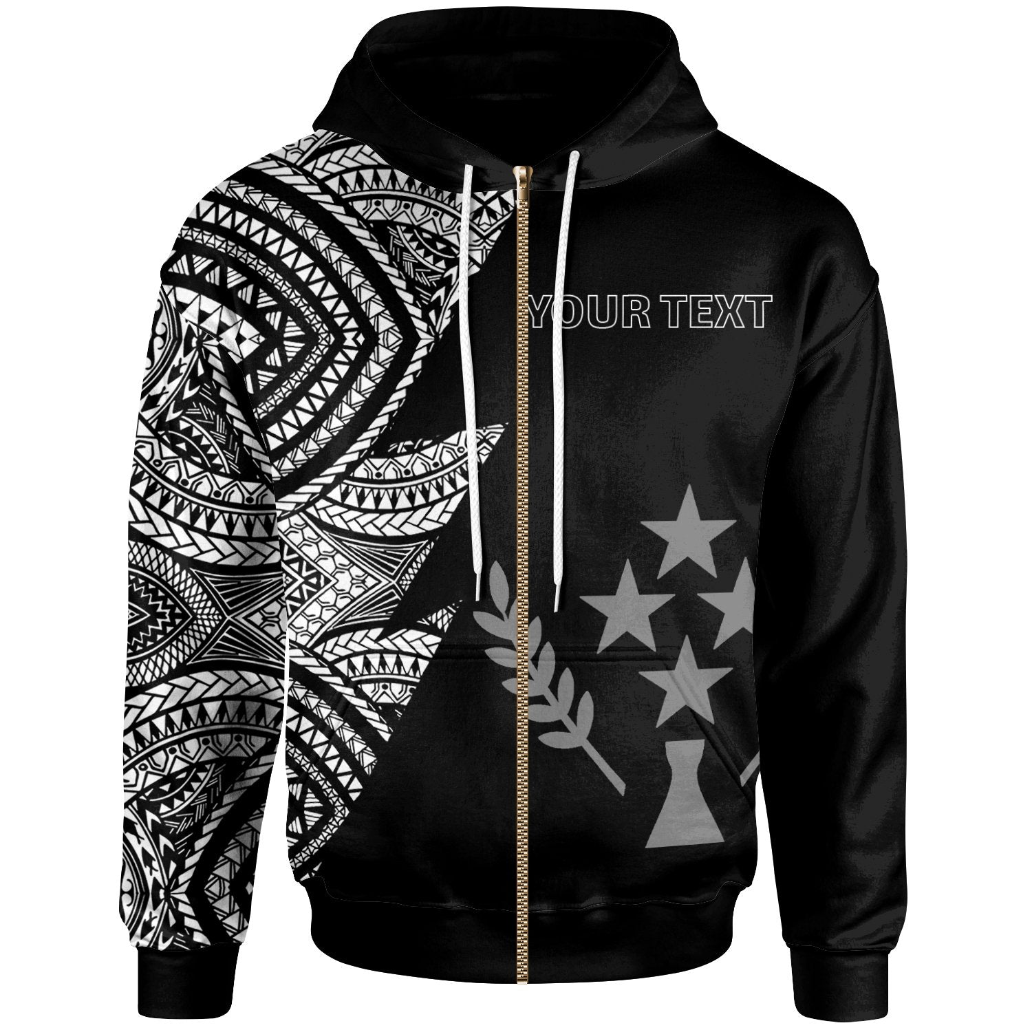 Kosrae Custom Personalized Zip up Hoodie Flash Style White Unisex White - Polynesian Pride