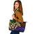 Kosrae Large Leather Tote Bag - Rainbow Polynesian Pattern - Polynesian Pride