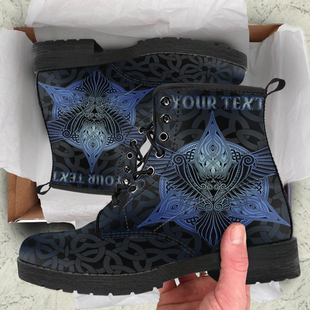 Celtic Personalized Leather Boots - Celtic Raven Blue - Polynesian Pride