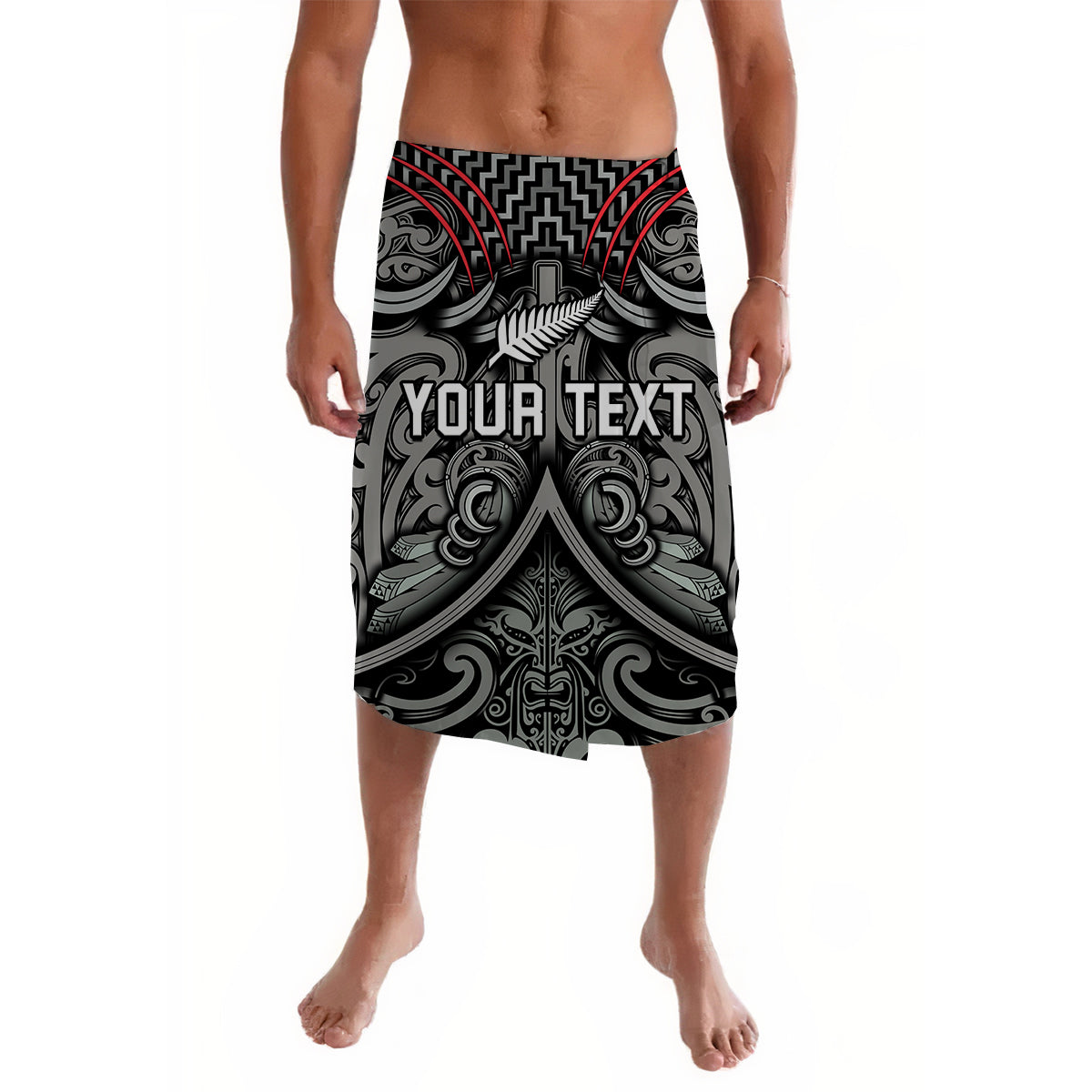 Custom New Zealand Rugby Lavalava Silver Fern Black NZ Maori Pattern LT13 Black - Polynesian Pride