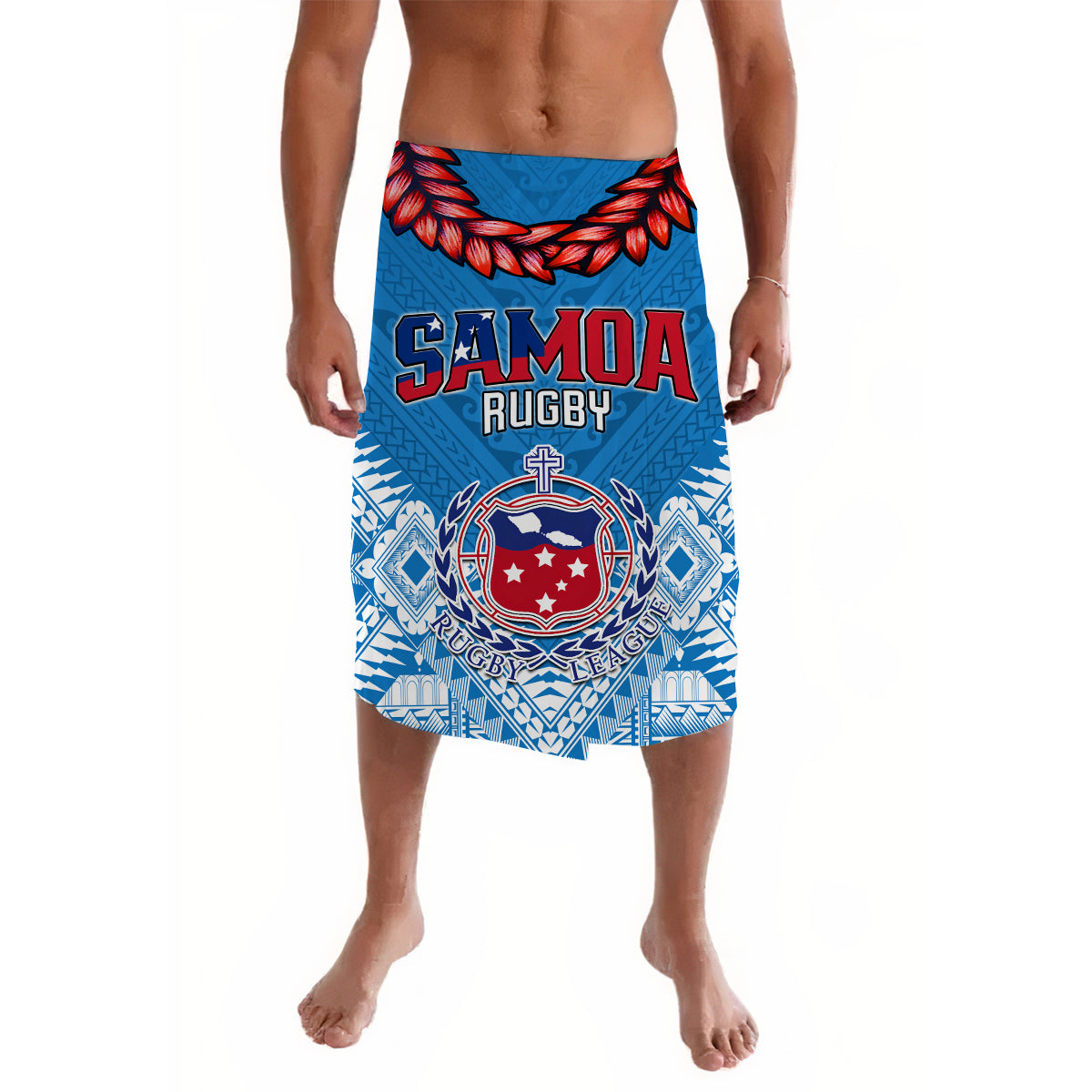 Toa Samoa Rugby Lavalava Manu Siva Tau Style Ulafala Ver.01 LT13 Blue - Polynesian Pride