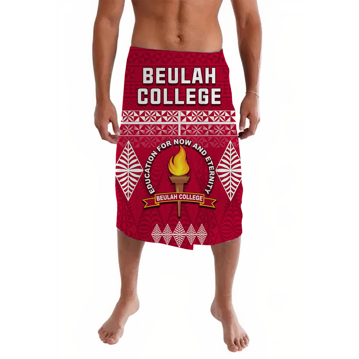 Beulah College Lavalava Ngatu Pattern Tonga Ver.01 LT13 Lavalava One Size Maroon - Polynesian Pride