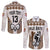 Custom Text and Number Fiji Rugby Bati Long Sleeve Button Shirt Proud Tapa Pattern LT13 Unisex White - Polynesian Pride