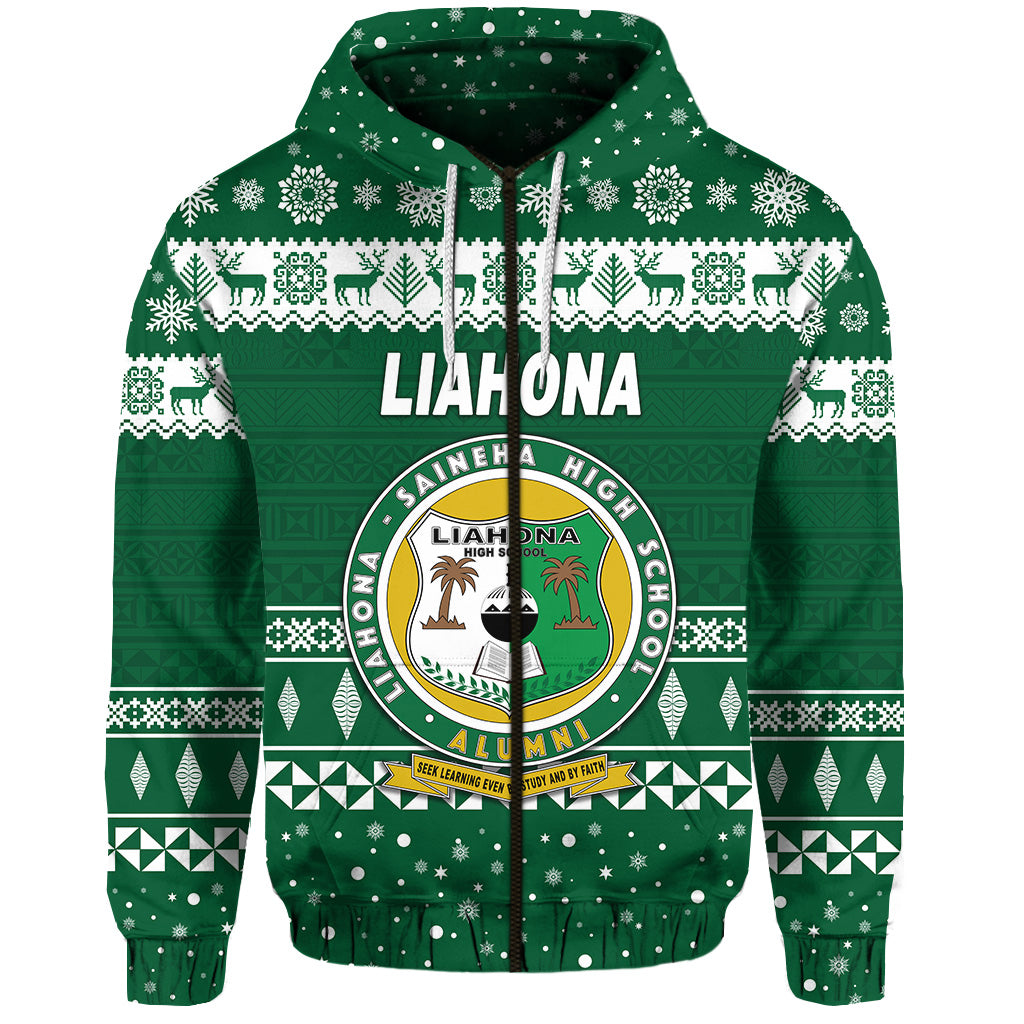 Custom Liahona High School Christmas Zip Hoodie Simple Style LT8 - Polynesian Pride