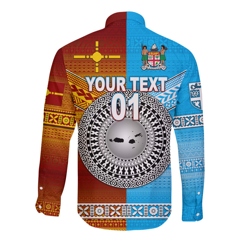 (Custom Personalised) Fiji And Rotuma Tapa Pattern Hawaii Long Sleeve Button Shirt Together LT8 - Polynesian Pride
