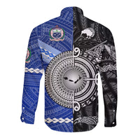 Samoa And New Zealand Hawaii Long Sleeve Button Shirt Together - Black LT8 - Polynesian Pride