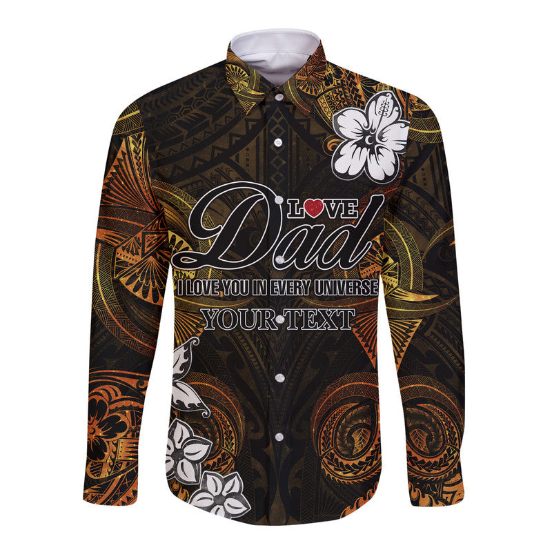 (Custom Personalised) Polynesian Fathers Day Hawaii Long Sleeve Button Shirt I Love You In Every Universe - Gold LT8 Unisex Gold - Polynesian Pride