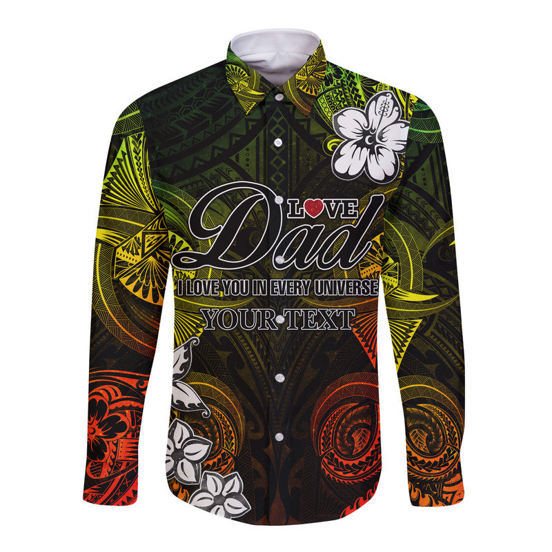 (Custom Personalised) Polynesian Fathers Day Hawaii Long Sleeve Button Shirt I Love You In Every Universe - Reggae LT8 Unisex Reggae - Polynesian Pride