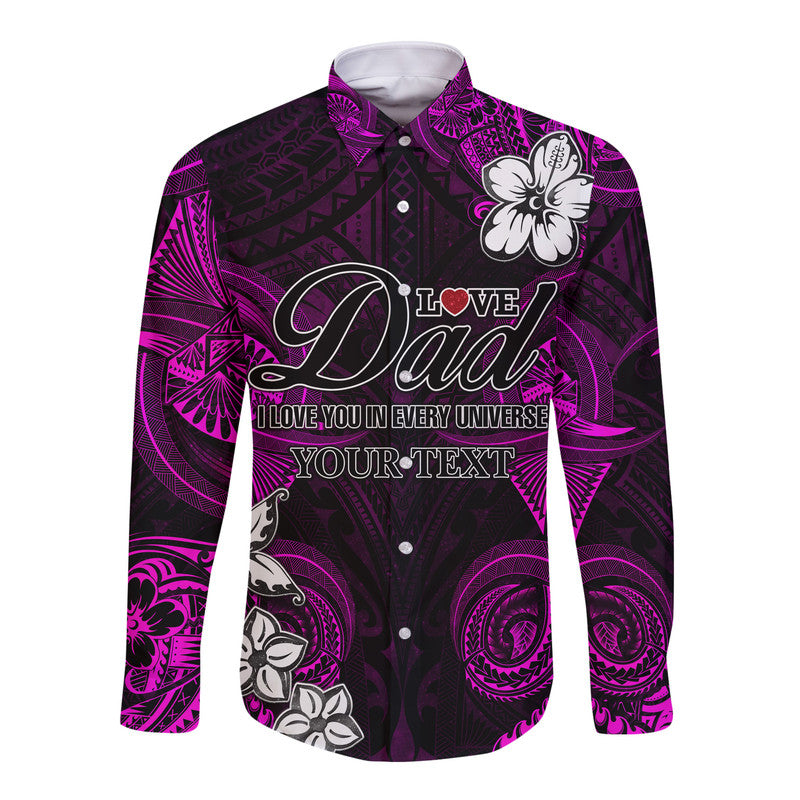 (Custom Personalised) Polynesian Fathers Day Hawaii Long Sleeve Button Shirt I Love You In Every Universe - Pink LT8 Unisex Pink - Polynesian Pride