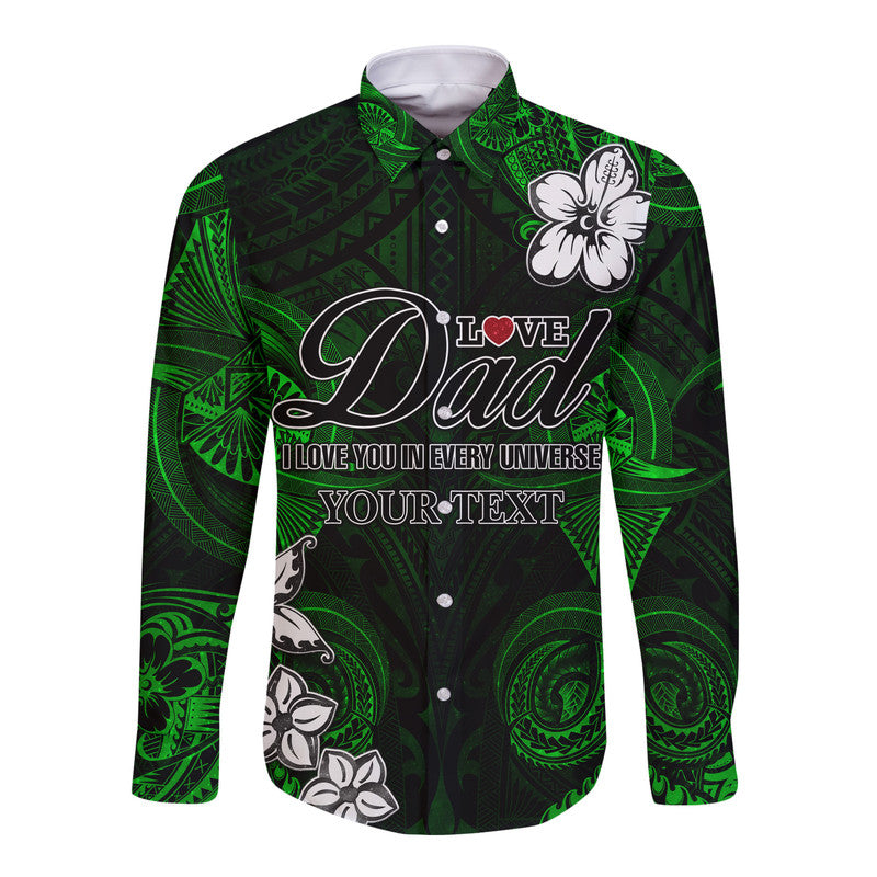 (Custom Personalised) Polynesian Fathers Day Hawaii Long Sleeve Button Shirt I Love You In Every Universe - Green LT8 Unisex Green - Polynesian Pride