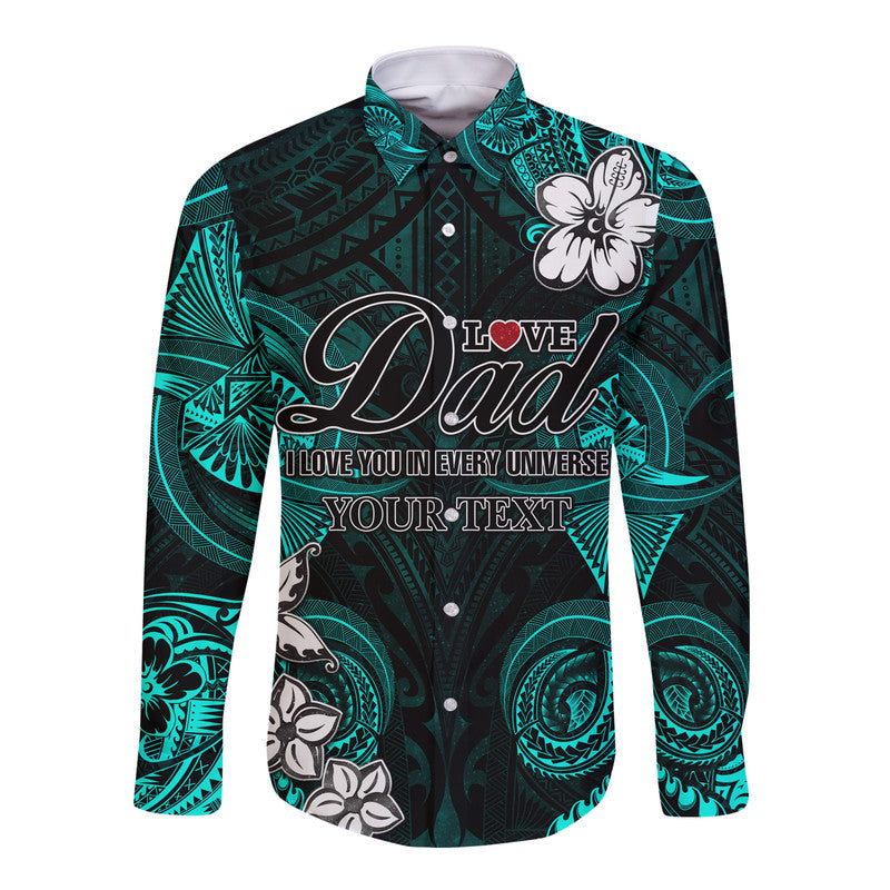 (Custom Personalised) Polynesian Fathers Day Hawaii Long Sleeve Button Shirt I Love You In Every Universe - Turquoise LT8 Unisex Turquoise - Polynesian Pride