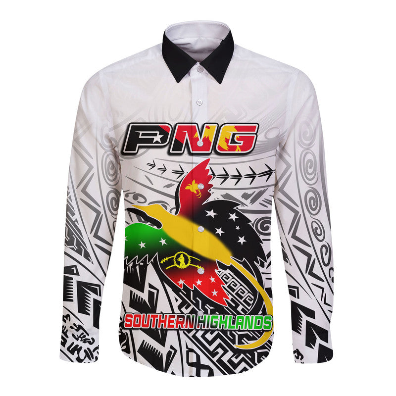 (Custom Personalised) Papua New Guinea And Southern Highlands Province Long Sleeve Button Shirt LT6 Unisex white - Polynesian Pride