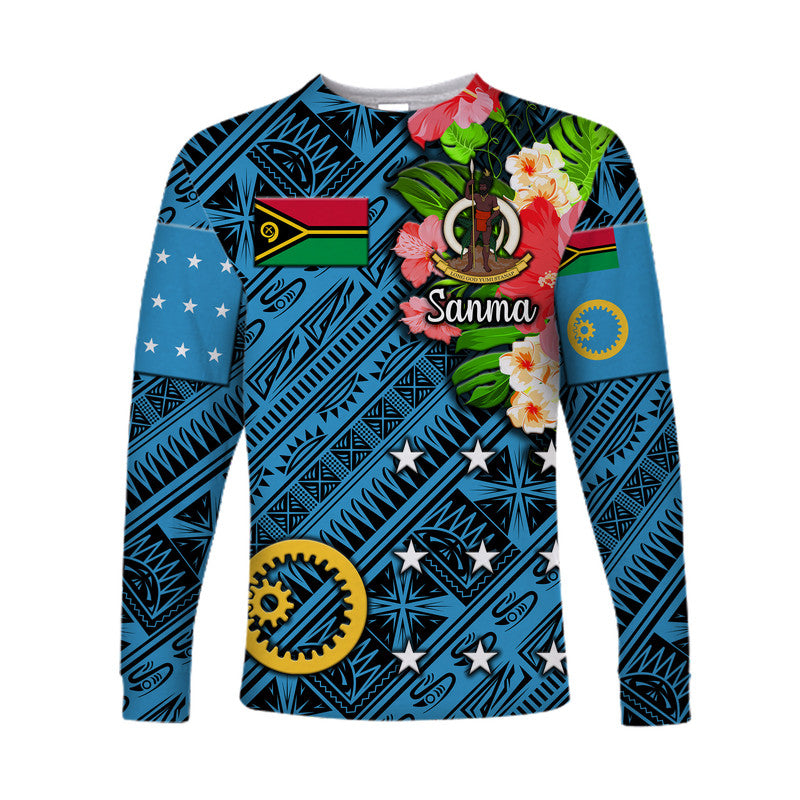 (Custom Personalised) Vanuatu Sanma Long Sleeve Shirt Independence Be Proud LT8 Unisex Blue - Polynesian Pride