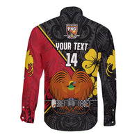 (Custom Text and Number) The Kumuls PNG Long Sleeve Button Shirt Papua New Guinea Polynesian Dynamic Style Black LT14 - Polynesian Pride