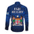 Fiji Rugby Hawaii Long Sleeve Button Shirt Flying Fijians Blue Tapa Pattern LT13 - Polynesian Pride