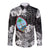 Guam Polynesian Hawaii Long Sleeve Button Shirt Tropical Flowers - Black LT8 - Polynesian Pride