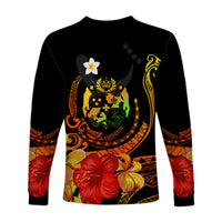 Tropical Flowers Tonga Coat Of Arms Polynesia Long Sleeve Shirt LT13 - Polynesian Pride