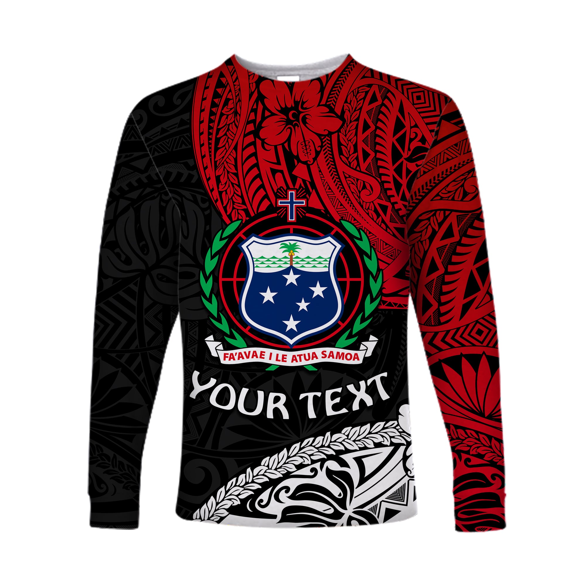 (Custom Personalised) Samoa Long Sleeve Shirt Beloved Samoan Mix Polynesian Pattern LT13 Unisex Red - Polynesian Pride