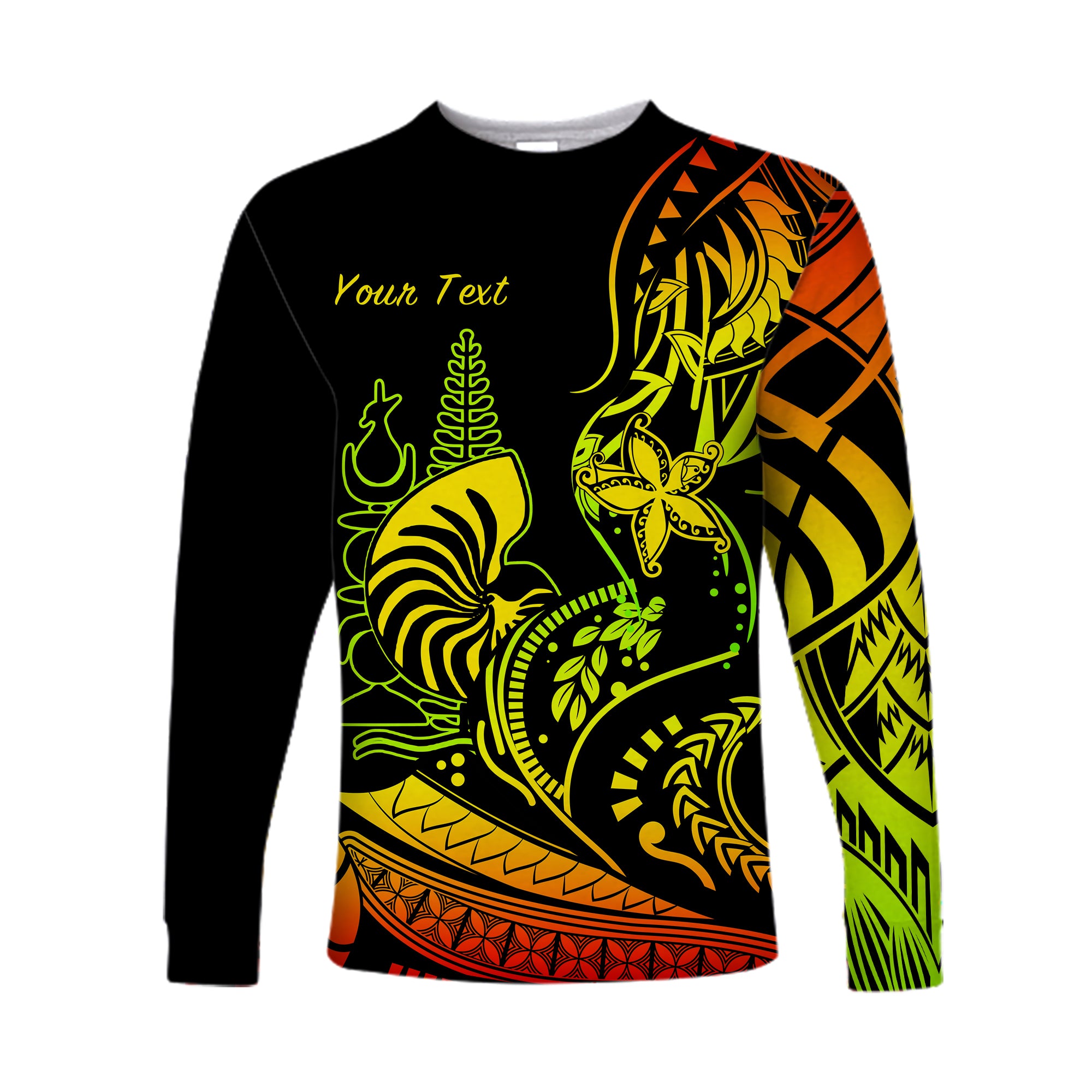 (Custom Personalised) New Caledonia Long Sleeve Shirt Emblem Nautilus Shell Version Reggae LT13 Unisex Reggae - Polynesian Pride