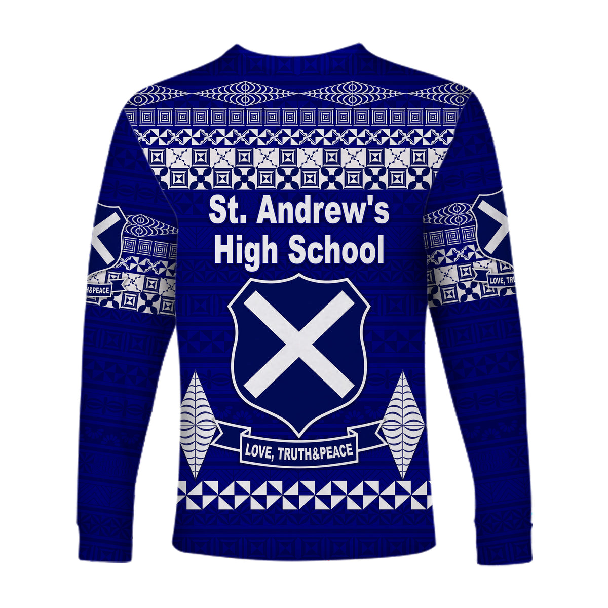 St. Andrew's High School Long Sleeve Shirt Simple Tongan Kupesi LT8 - Polynesian Pride