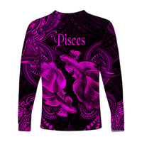 Pisces Zodiac Polynesian Long Sleeve Shirt Unique Style - Pink LT8 - Polynesian Pride