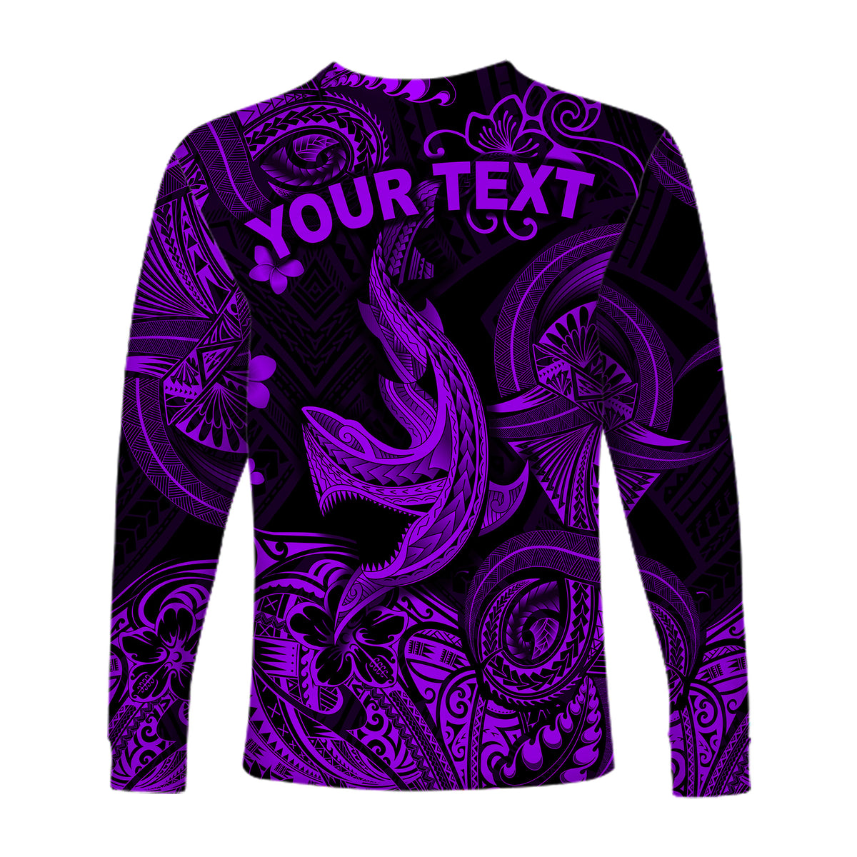 (Custom Personalised) Hawaii Angry Shark Polynesian Long Sleeve Shirt Unique Style - Purple LT8 - Polynesian Pride