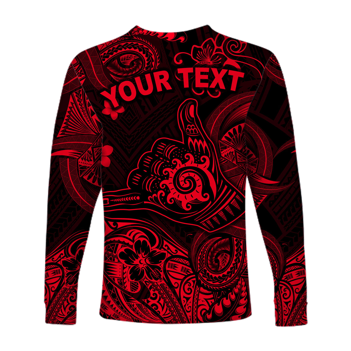 (Custom Personalised) Hawaii Shaka Polynesian Long Sleeve Shirt Unique Style - Red LT8 - Polynesian Pride