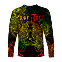 (Custom Personalised) Virgo Zodiac Polynesian Long Sleeve Shirt Unique Style - Reggae LT8 - Polynesian Pride
