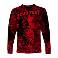 (Custom Personalised) Hawaii Pineapple Polynesian Long Sleeve Shirt Unique Style - Red LT8 - Polynesian Pride
