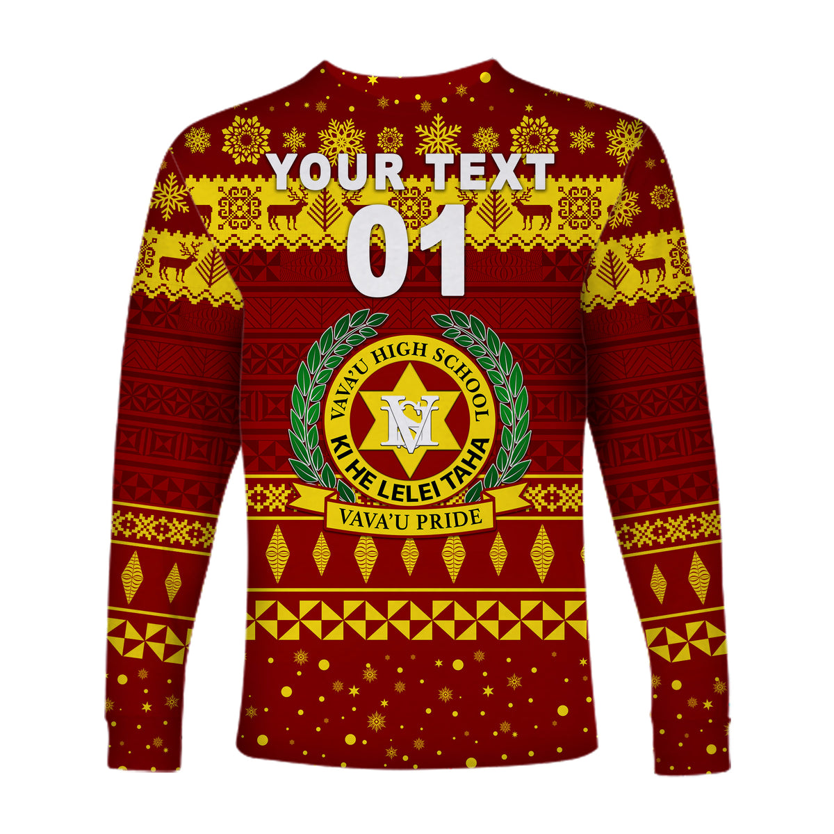 (Custom Personalised) Vava'u High School Christmas Long Sleeve Shirt Simple Style - Maroon LT8 - Polynesian Pride