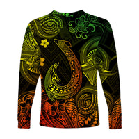 Hawaii Fish Hook Polynesian Long Sleeve Shirt Unique Style - Reggae LT8 - Polynesian Pride