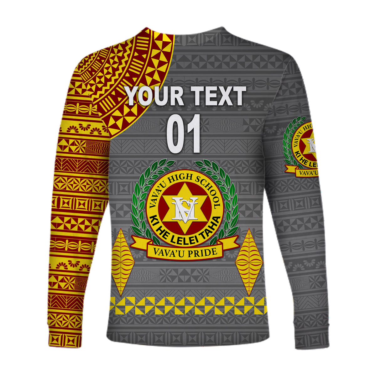 (Custom Personalised) Tonga Vava'u High School Long Sleeve Shirt Simple Style - Grey LT8 - Polynesian Pride