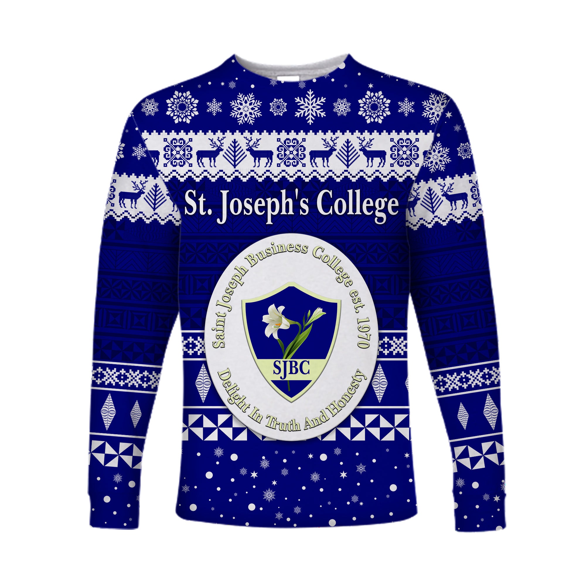 (Custom Personalised) St. Joseph's College Christmas Long Sleeve Shirt Simple Style LT8 Unisex Blue - Polynesian Pride